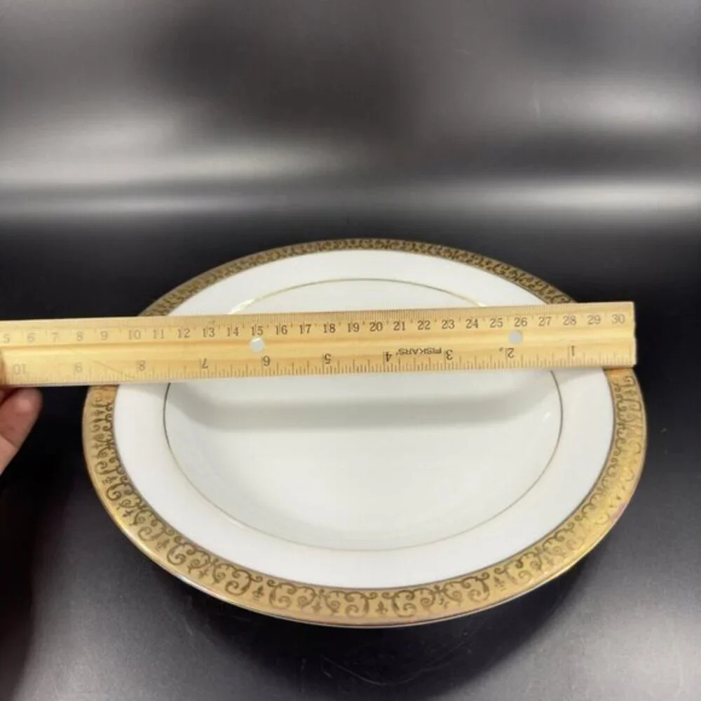 Royal Gallery‎ Gold Deep Dish Plates Macy 1991 Porcelain Made In Sri Lanka Set 2